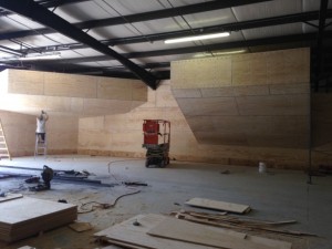 The construction of a bouldering wall in Boone, North Carolina